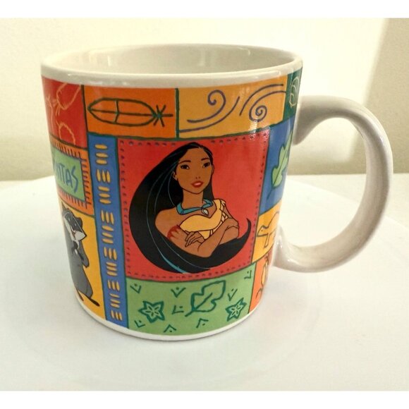 Disney Pocahontas Ceramic Mug 12 Oz Colorful Characters Design Collectible - Picture 1 of 10